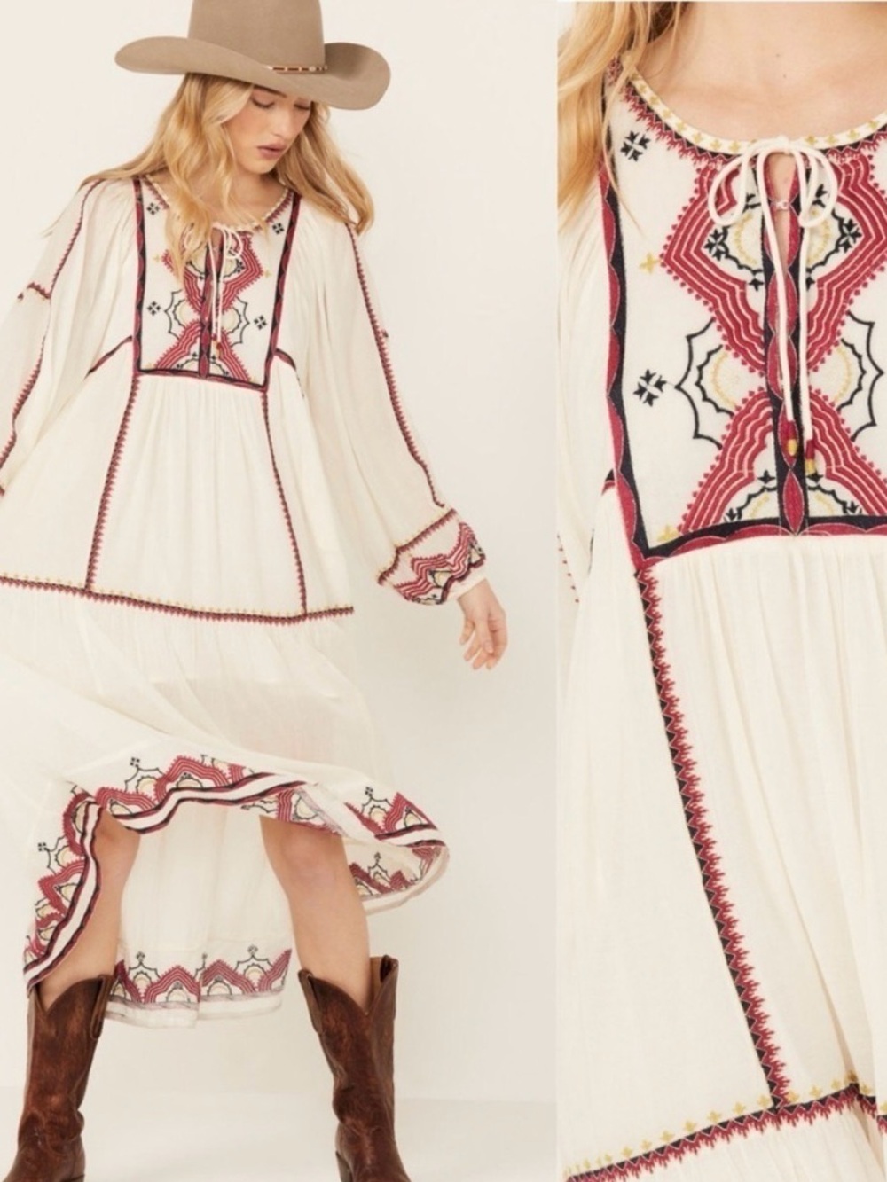 Free People Sweet Escape Boho Embroidered midi dress size M - Picture 6 of 14